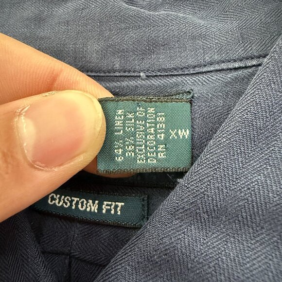 Polo Ralph Lauren Shirt Mens XL Blue Silk Linen Custom Fit Pony Button Down - Picture 5 of 9